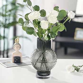 ガラス　フラワーベース　花瓶　オシャレ　スモークグレー フラワー ベース おしゃれ 花瓶 花びん 花器 スモークグレー